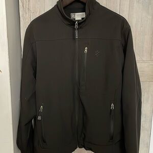 Izod Black Performance Jacket with Stand-Up Collar and Slim Fit